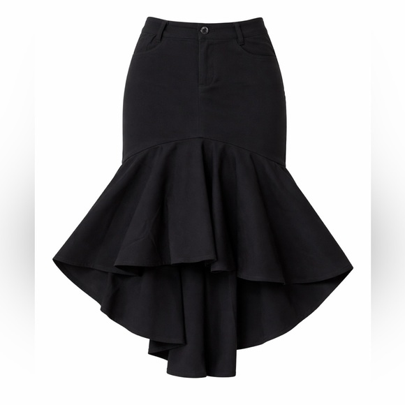 Bisou Bisou Dresses & Skirts - BISOU BISOU Women’s High-Low Ruffle Fit & Flare Skirt Dramatic Peplum Hem